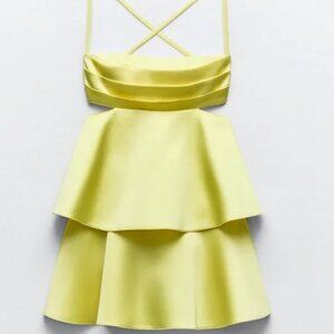 ZARA yellow satin dress